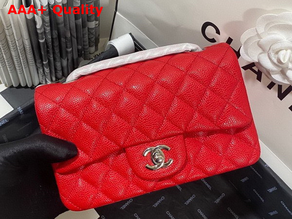 Chanel Mini Flap Bag in Red Grained Calfskin Gold Tone Metal AS3757 Replica