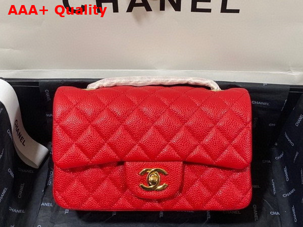 Chanel Mini Flap Bag in Red Grained Calfskin Gold Tone Metal AS3757 Replica