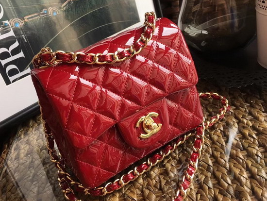 Chanel Mini Flap Bag in Red Patent Leather