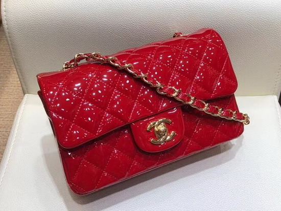 Chanel Mini Flap Bag in Red Patent Leather with Gold Hardware