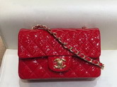 Chanel Mini Flap Bag in Red Patent Leather with Gold Hardware