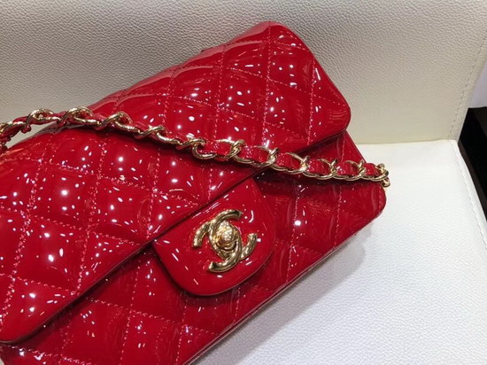 Chanel Mini Flap Bag in Red Patent Leather with Gold Hardware