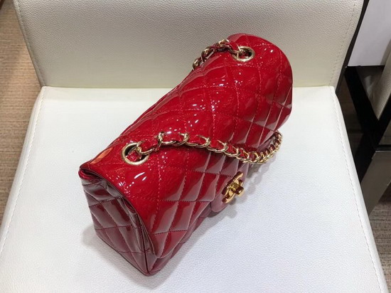 Chanel Mini Flap Bag in Red Patent Leather with Gold Hardware