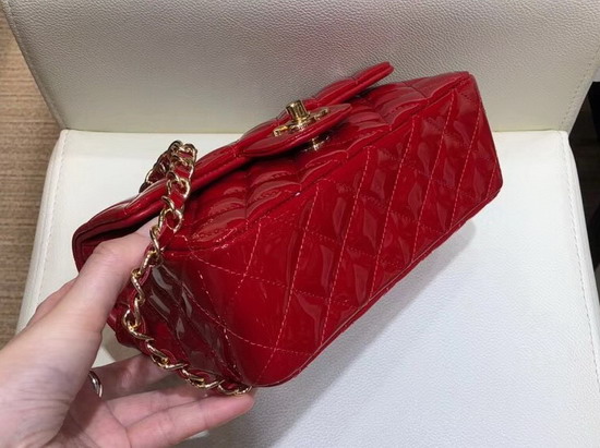 Chanel Mini Flap Bag in Red Patent Leather with Gold Hardware