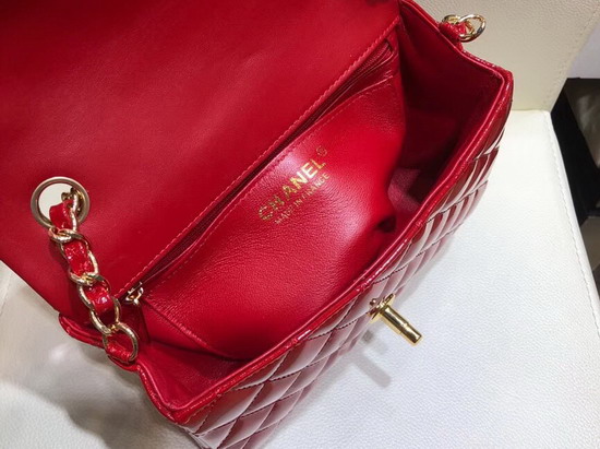 Chanel Mini Flap Bag in Red Patent Leather with Gold Hardware