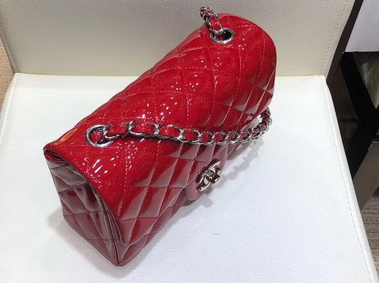 Chanel Mini Flap Bag in Red Patent Leather with Silver Hardware