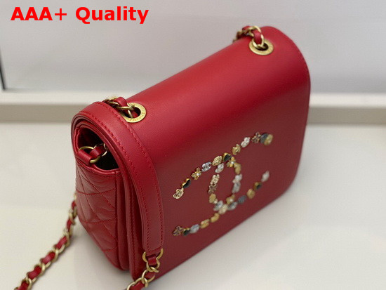 Chanel Mini Flap Bag in Red with Charm Logo on the Front Replica