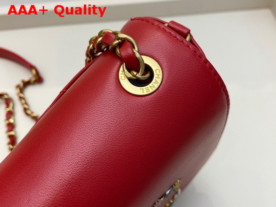 Chanel Mini Flap Bag in Red with Charm Logo on the Front Replica