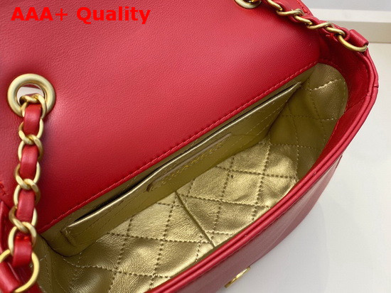 Chanel Mini Flap Bag in Red with Charm Logo on the Front Replica