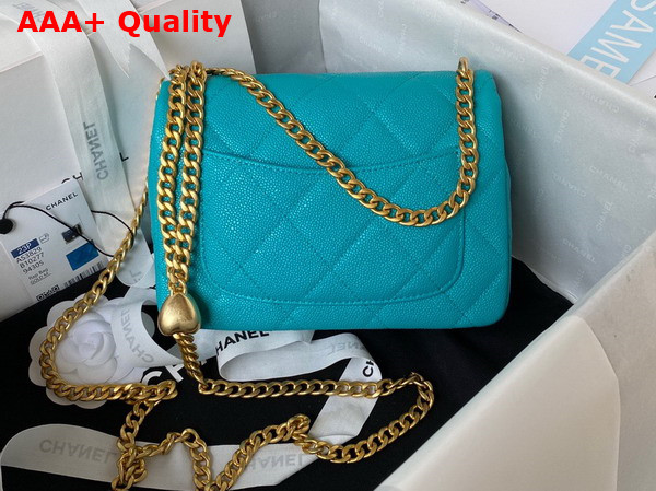 Chanel Mini Flap Bag in Turquoise Grained Calfskin and Gold Tone Metal AS3829 Replica