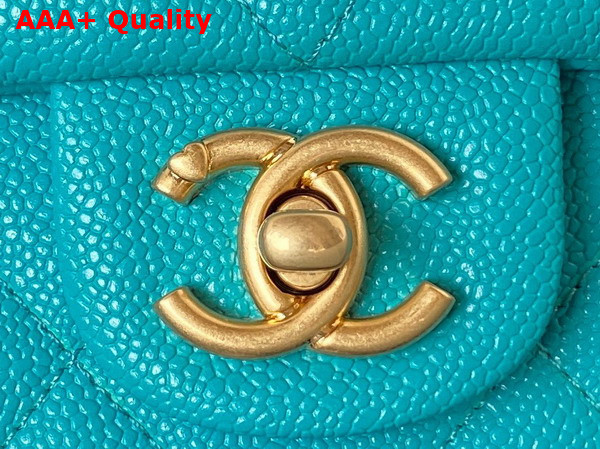 Chanel Mini Flap Bag in Turquoise Grained Calfskin and Gold Tone Metal AS3829 Replica