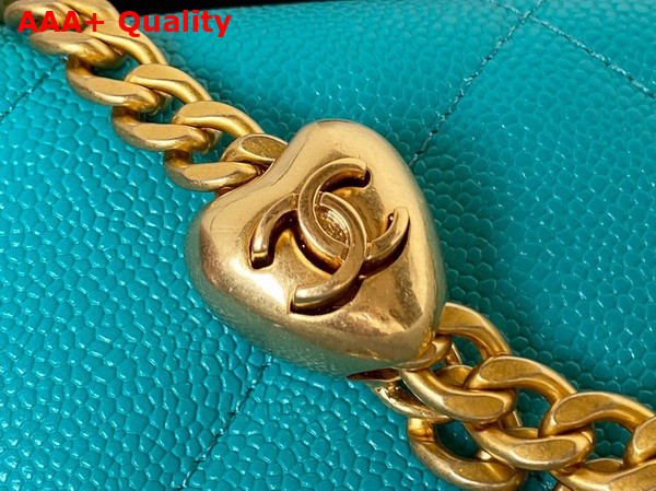 Chanel Mini Flap Bag in Turquoise Grained Calfskin and Gold Tone Metal AS3829 Replica