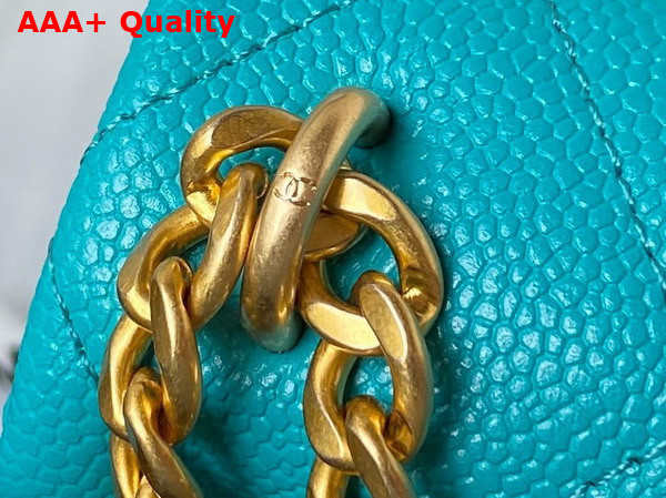 Chanel Mini Flap Bag in Turquoise Grained Calfskin and Gold Tone Metal AS3829 Replica