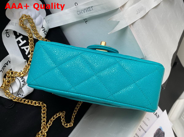 Chanel Mini Flap Bag in Turquoise Grained Calfskin and Gold Tone Metal AS3829 Replica