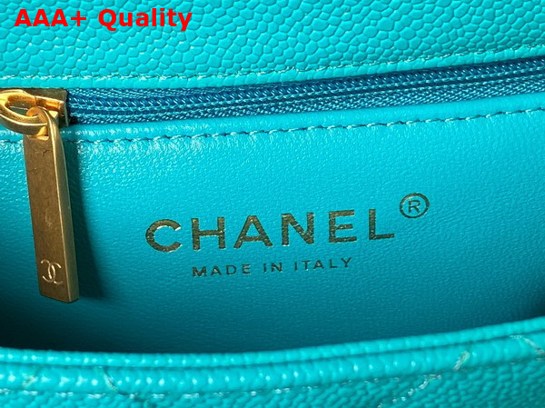 Chanel Mini Flap Bag in Turquoise Grained Calfskin and Gold Tone Metal AS3829 Replica