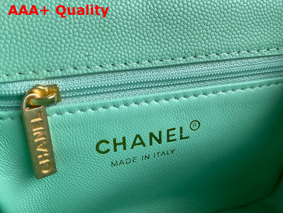 Chanel Mini Flap Bag in Turquoise Grained Calfskin with Gold Metal Replica