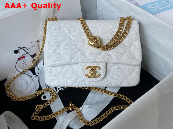 Chanel Mini Flap Bag in White Grained Calfskin and Gold Tone Metal AS3829 Replica