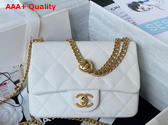 Chanel Mini Flap Bag in White Grained Calfskin and Gold Tone Metal AS3829 Replica