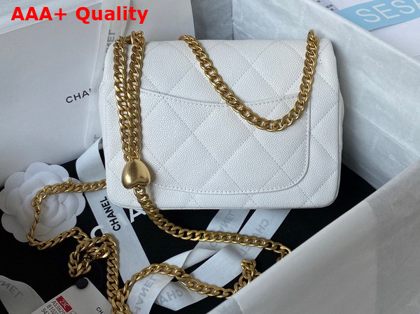 Chanel Mini Flap Bag in White Grained Calfskin and Gold Tone Metal AS3829 Replica