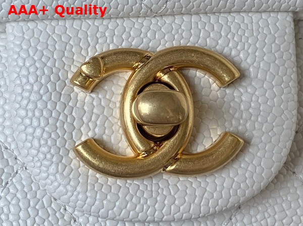 Chanel Mini Flap Bag in White Grained Calfskin and Gold Tone Metal AS3829 Replica