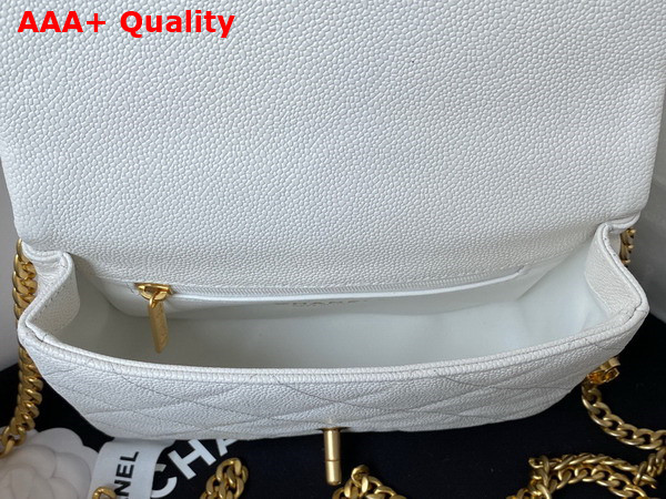 Chanel Mini Flap Bag in White Grained Calfskin and Gold Tone Metal AS3829 Replica