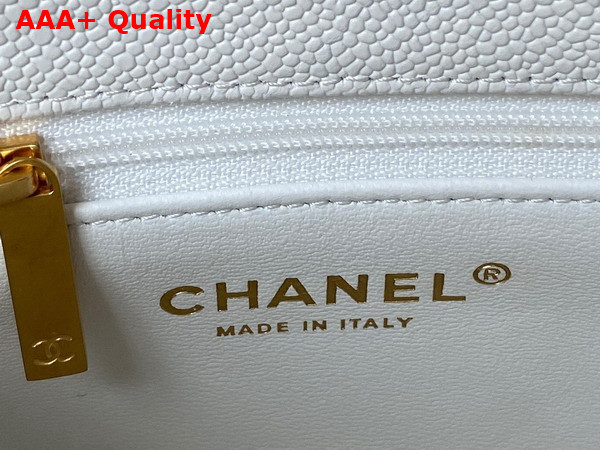 Chanel Mini Flap Bag in White Grained Calfskin and Gold Tone Metal AS3829 Replica