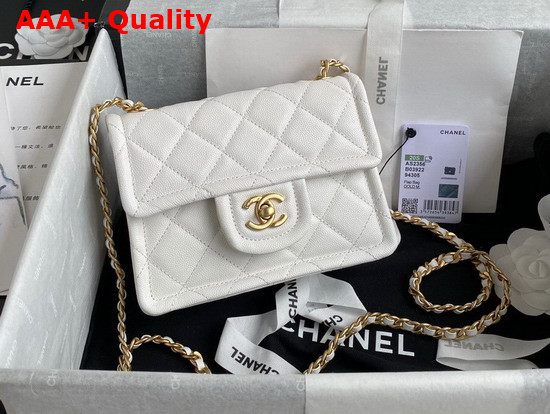 Chanel Mini Flap Bag in White Grained Calfskin with Gold Metal Replica