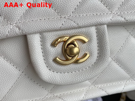 Chanel Mini Flap Bag in White Grained Calfskin with Gold Metal Replica