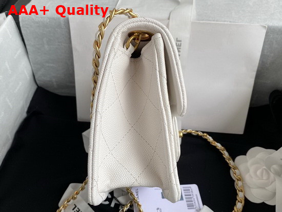 Chanel Mini Flap Bag in White Grained Calfskin with Gold Metal Replica