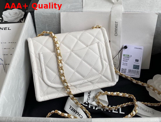 Chanel Mini Flap Bag in White Grained Calfskin with Gold Metal Replica