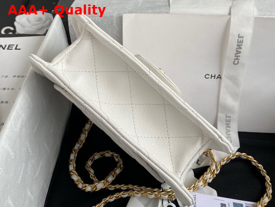 Chanel Mini Flap Bag in White Grained Calfskin with Gold Metal Replica