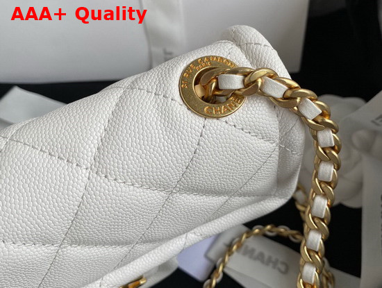 Chanel Mini Flap Bag in White Grained Calfskin with Gold Metal Replica