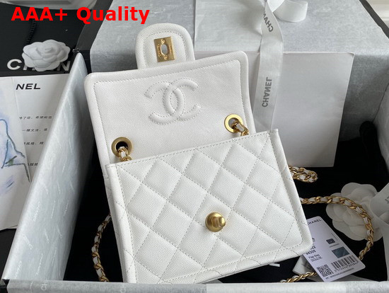 Chanel Mini Flap Bag in White Grained Calfskin with Gold Metal Replica