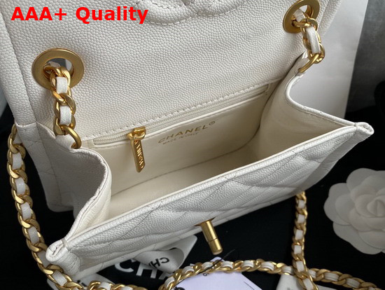 Chanel Mini Flap Bag in White Grained Calfskin with Gold Metal Replica