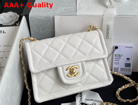 Chanel Mini Flap Bag in White Grained Calfskin with Gold Metal Replica