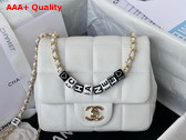 Chanel Mini Flap Bag in White Lambskin Resin Gold Tone Metal AS3744 Replica