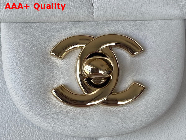 Chanel Mini Flap Bag in White Lambskin Resin Gold Tone Metal AS3744 Replica