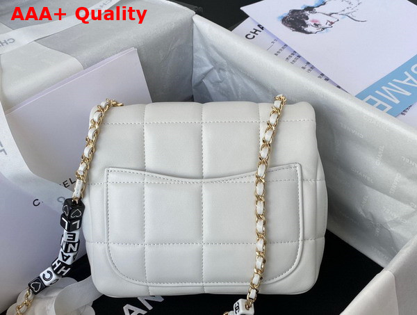 Chanel Mini Flap Bag in White Lambskin Resin Gold Tone Metal AS3744 Replica