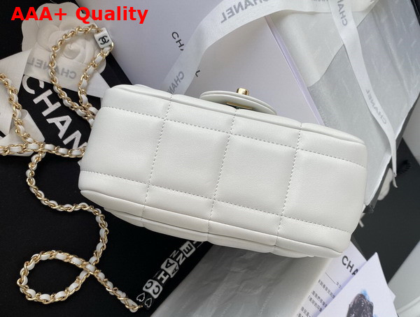 Chanel Mini Flap Bag in White Lambskin Resin Gold Tone Metal AS3744 Replica