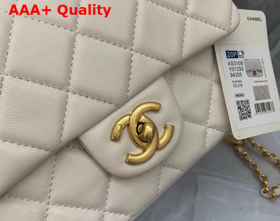 Chanel Mini Flap Bag in White Lambskin with Gold Tone Metal Replica