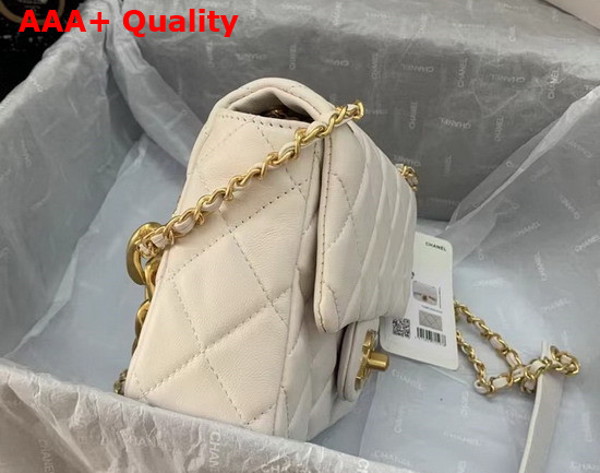 Chanel Mini Flap Bag in White Lambskin with Gold Tone Metal Replica