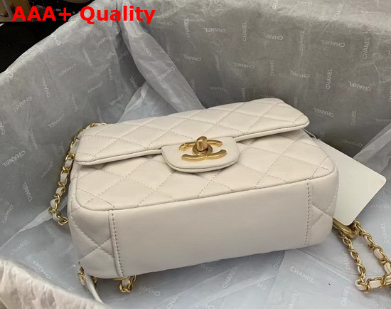 Chanel Mini Flap Bag in White Lambskin with Gold Tone Metal Replica