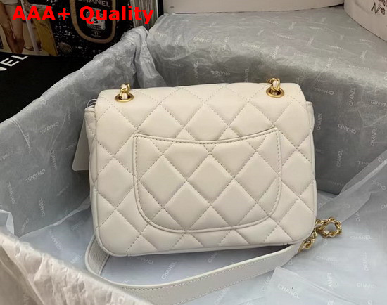 Chanel Mini Flap Bag in White Lambskin with Gold Tone Metal Replica