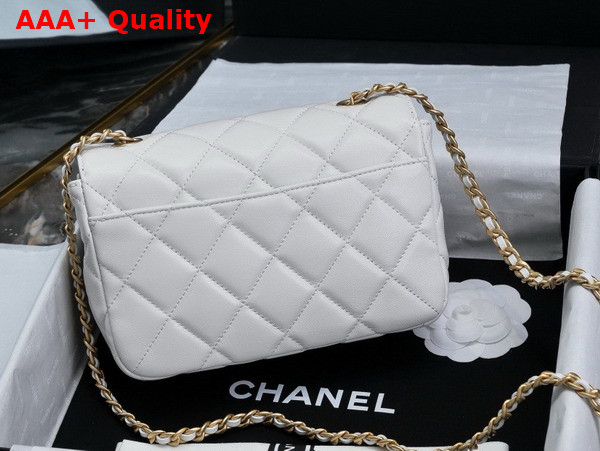 Chanel Mini Flap Bag in White Shiny Lambskin Gold Tone Metal AS5026 Replica