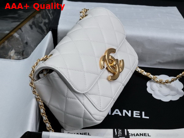 Chanel Mini Flap Bag in White Shiny Lambskin Gold Tone Metal AS5026 Replica