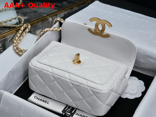 Chanel Mini Flap Bag in White Shiny Lambskin Gold Tone Metal AS5026 Replica