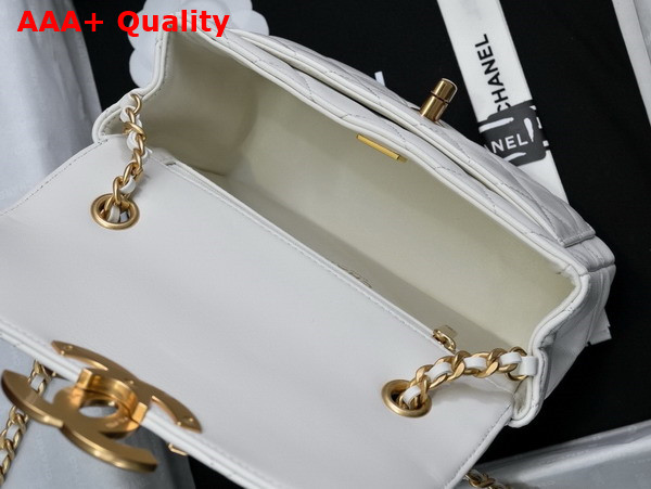 Chanel Mini Flap Bag in White Shiny Lambskin Gold Tone Metal AS5026 Replica