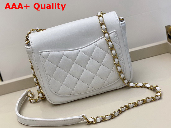 Chanel Mini Flap Bag in White with Charm Logo on the Front Replica