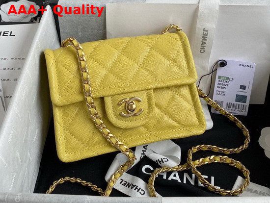 Chanel Mini Flap Bag in Yellow Grained Calfskin with Gold Metal Replica