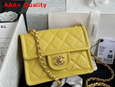 Chanel Mini Flap Bag in Yellow Grained Calfskin with Gold Metal Replica